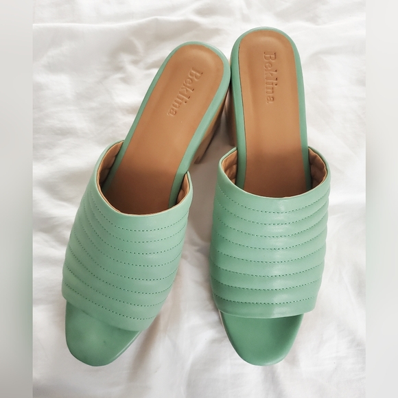 Beklina Shoes - Beklina Mint Ribbed Open-toe Clogs Sandals 10